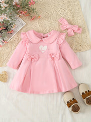 Baby Girls Bows Long Sleeve Cotton Dress