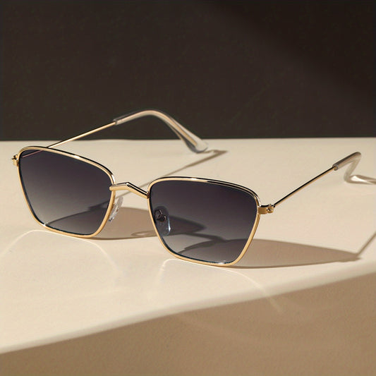 Square Frame Gradient Lens Sunglasses Thin Temple Cat Eye Glasses