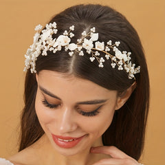Faux Pearl Flower Bridal Headband Wedding Hair Accessories