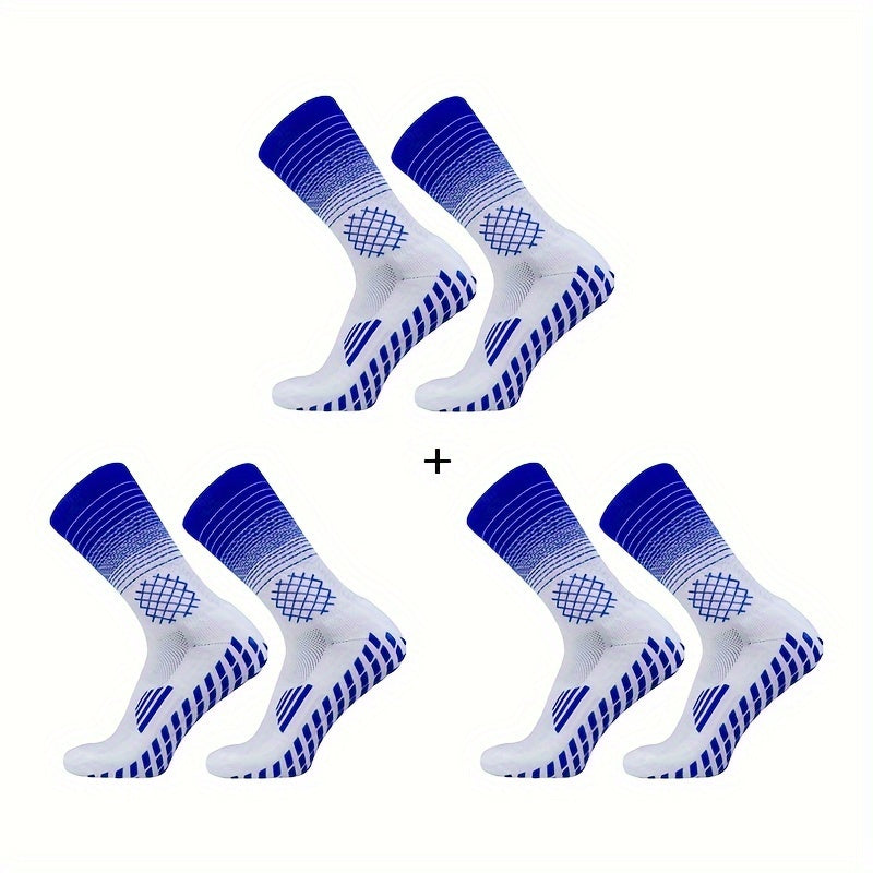 3 Pairs Non-slip Football Socks Outdoor Sports Grip Socks Crew Socks