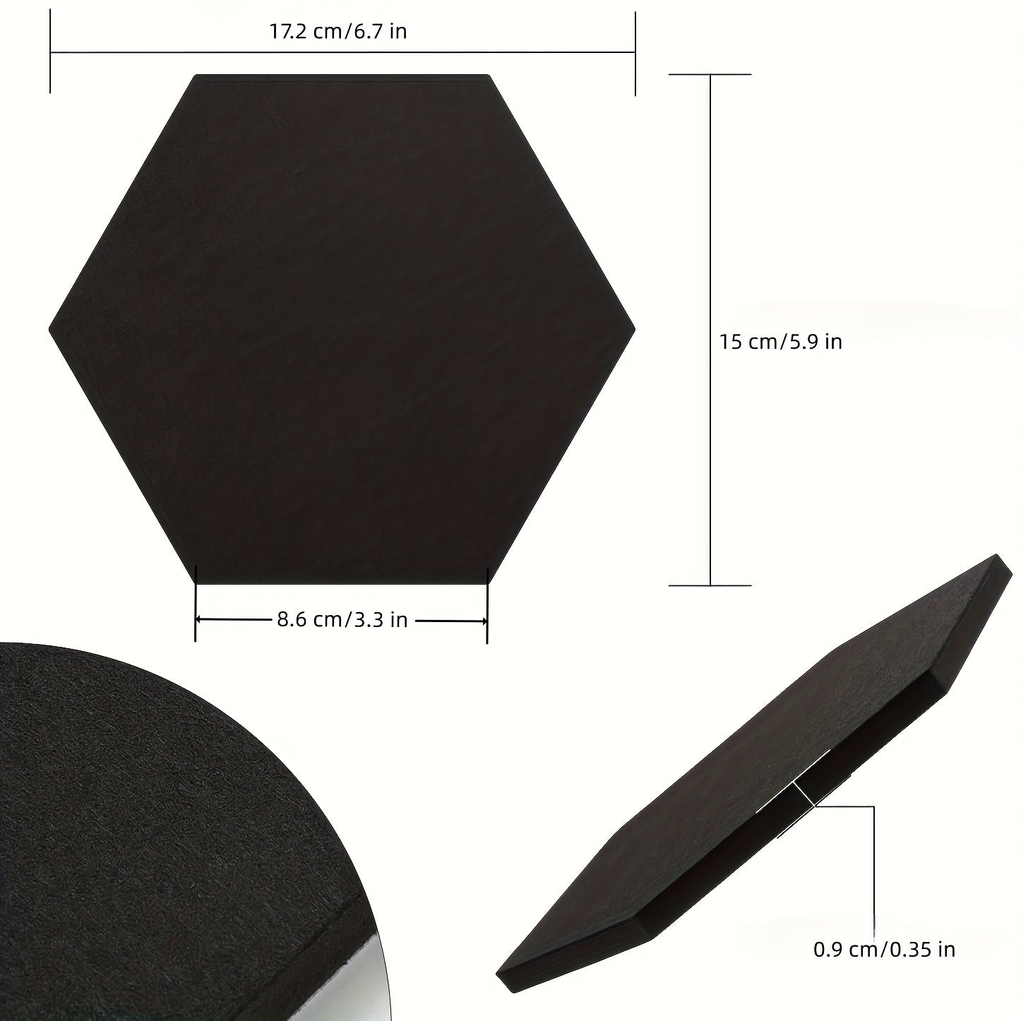 6pcs Gray Hexagon Cork Board Strips with Pushpins Self Adhesive