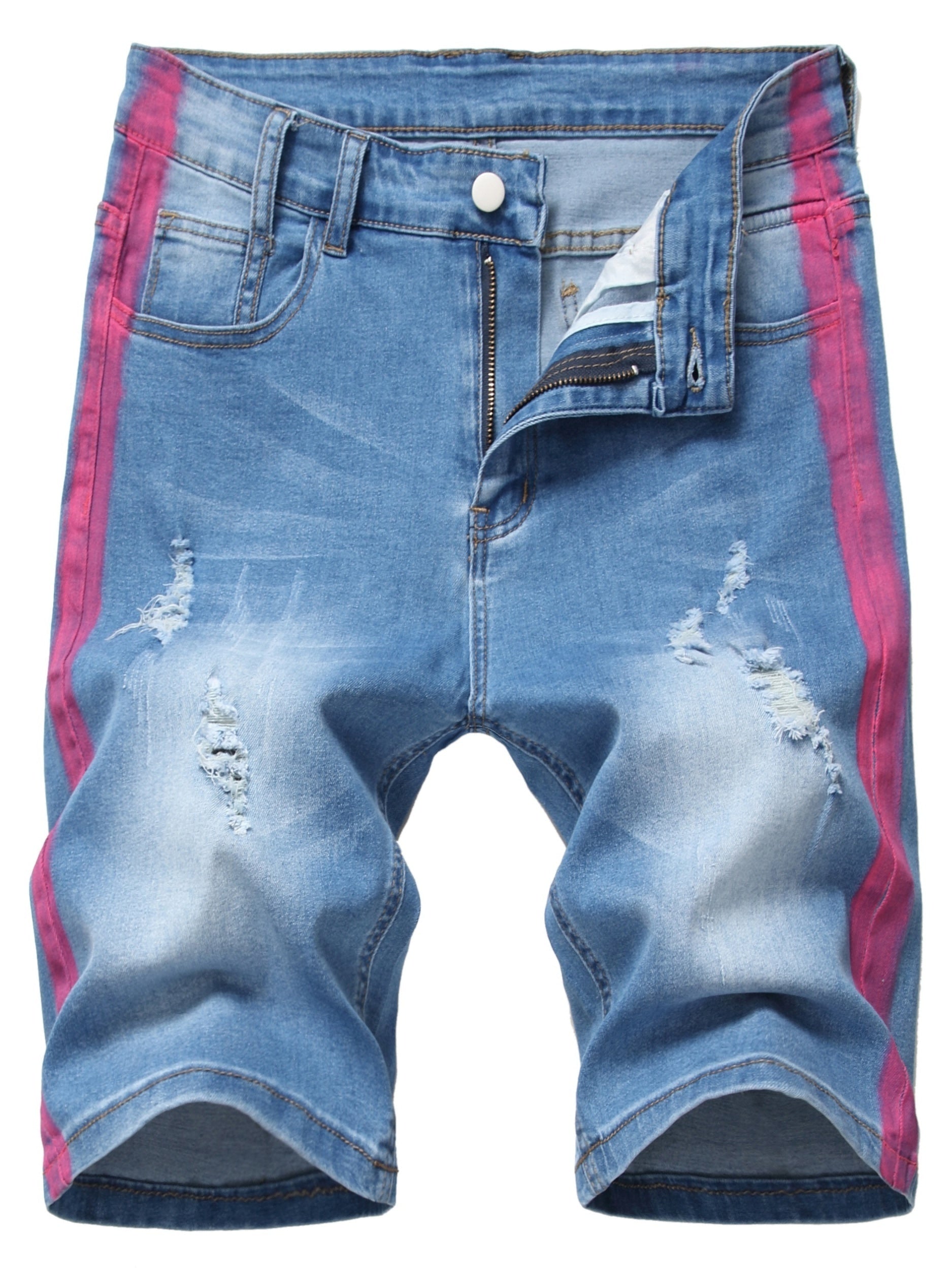 Ripped Denim Shorts Men's Casual High Stretch Shorts For Summer