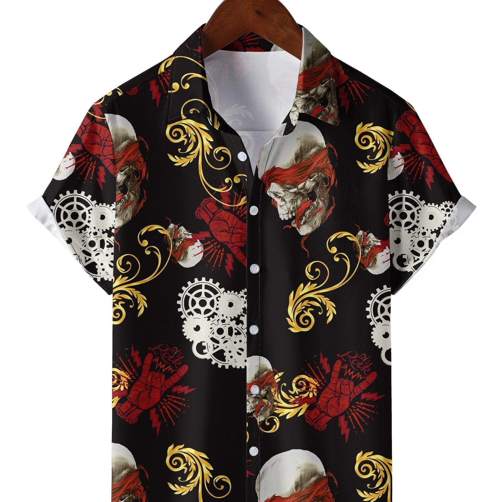 Men's Top Gear & Skull Print Hawaiian Shirt