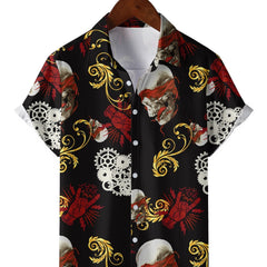 Men's Top Gear & Skull Print Hawaiian Shirt