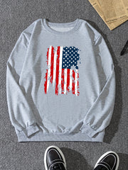 US Flag Print Sweatshirt Men's Casual Pullover Sweatshirt For Spring Fall