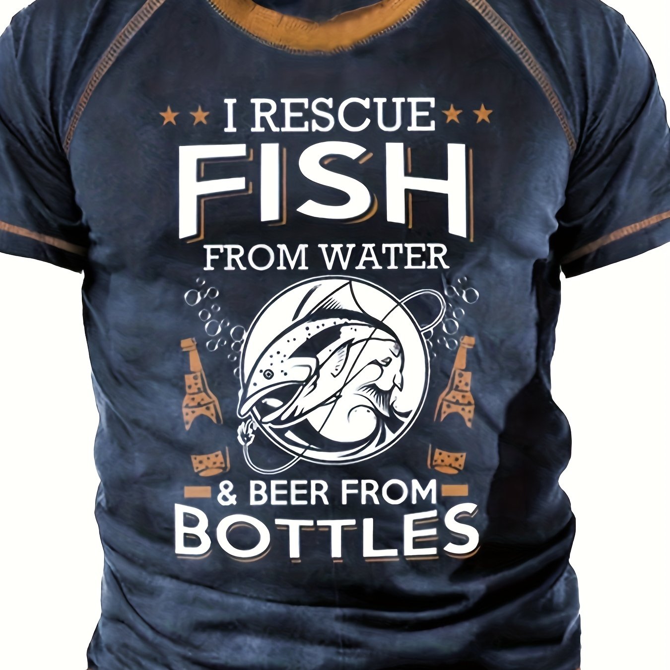 Men's Fish Graphic T Shirt Crew Neck Tee for Summer Outdoor Activities