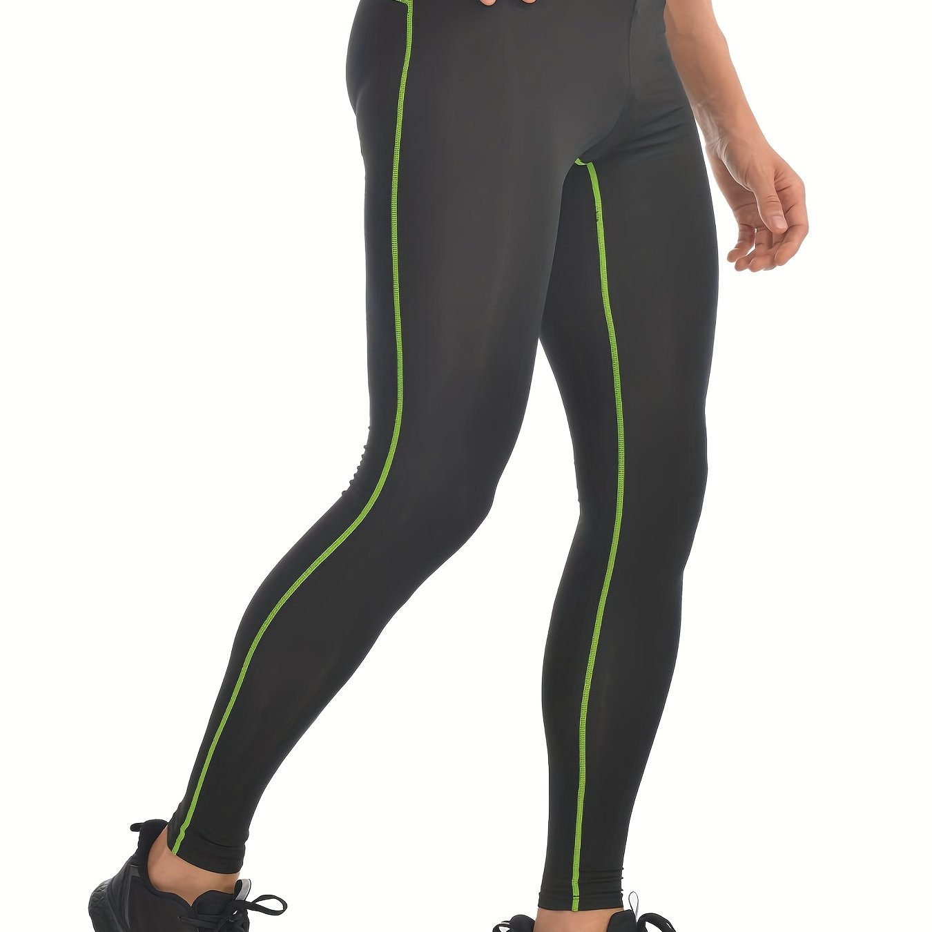 Men's Striped Leggings High Stretch Sports Compression Pants