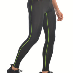 Men's Striped Leggings High Stretch Sports Compression Pants