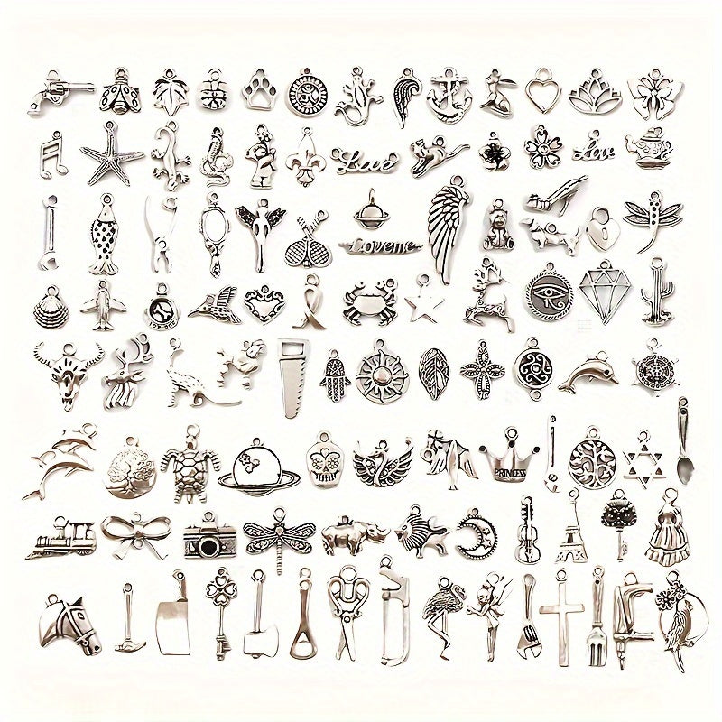 50pcs Silvery Metal Charms Pendants for DIY Necklace Bracelet Making