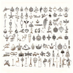 50pcs Silvery Metal Charms Pendants for DIY Necklace Bracelet Making