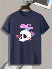 Cartoon Skull Print Men's Graphic T shirt Casual Comfy Tees For Summer
