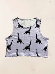 3-Pack Dinosaur Print Tank Tops Crew Neck Sleeveless Summer Top