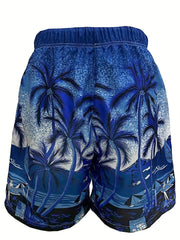 Coconut Tree Beach Pattern Swim Trunks Quick Dry Beach Shorts Men's Swimwear