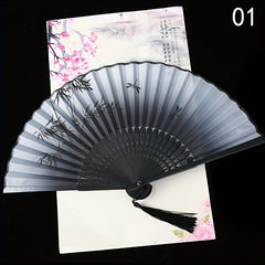 Vintage Chinese Style Flower Rattan Silk Handheld Fan