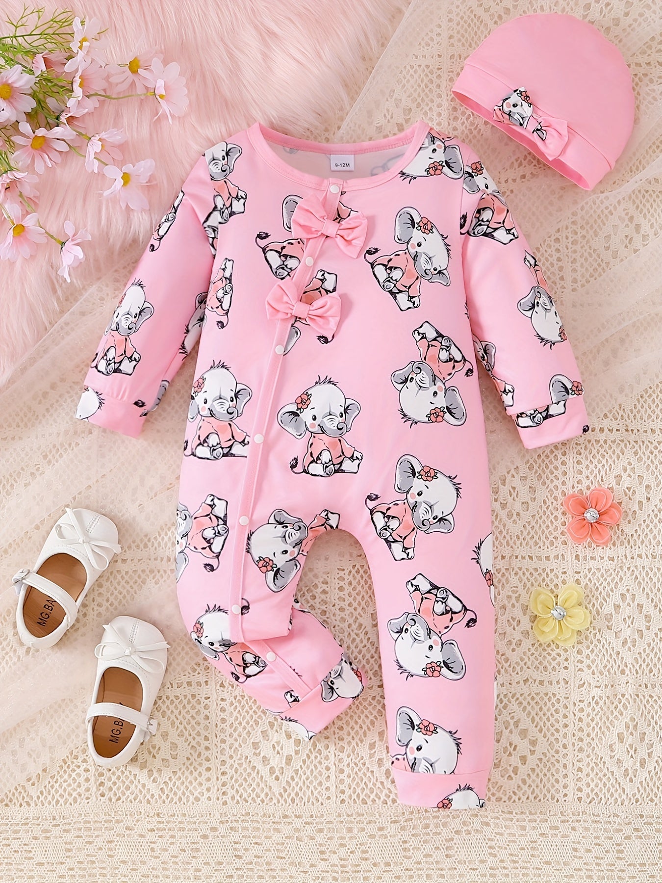 Infant Baby Girl Cartoon Print Romper Long Sleeve Bodysuit