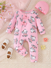 Infant Baby Girl Cartoon Print Romper Long Sleeve Bodysuit