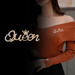 Rhinestone Inlaid Queen Crown Scarf Pin Brooch