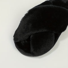 Girls' Solid Furry House Shoes, Non Slip Soft Bottom, Indoor All Seasons