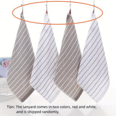 4pcs Striped Pattern Washcloth Handkerchiefs Soft Absorbent Towel 13.4in