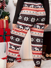 Women's Plus Size Reindeer & Snowflake Print Lounge Joggers