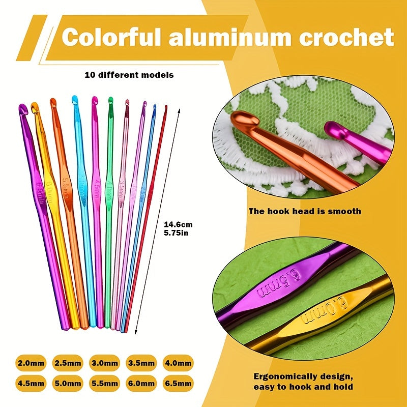 100pcs Crochet Set With Storage Box Ergonomic Knit DIY Hand Woven Craft Art Tool