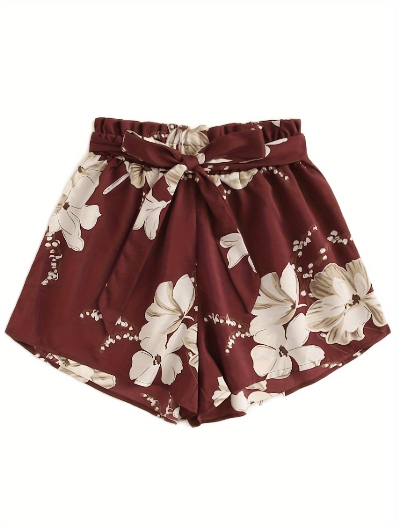 Floral Print Tie Waist Casual Loose Shorts Spring Summer