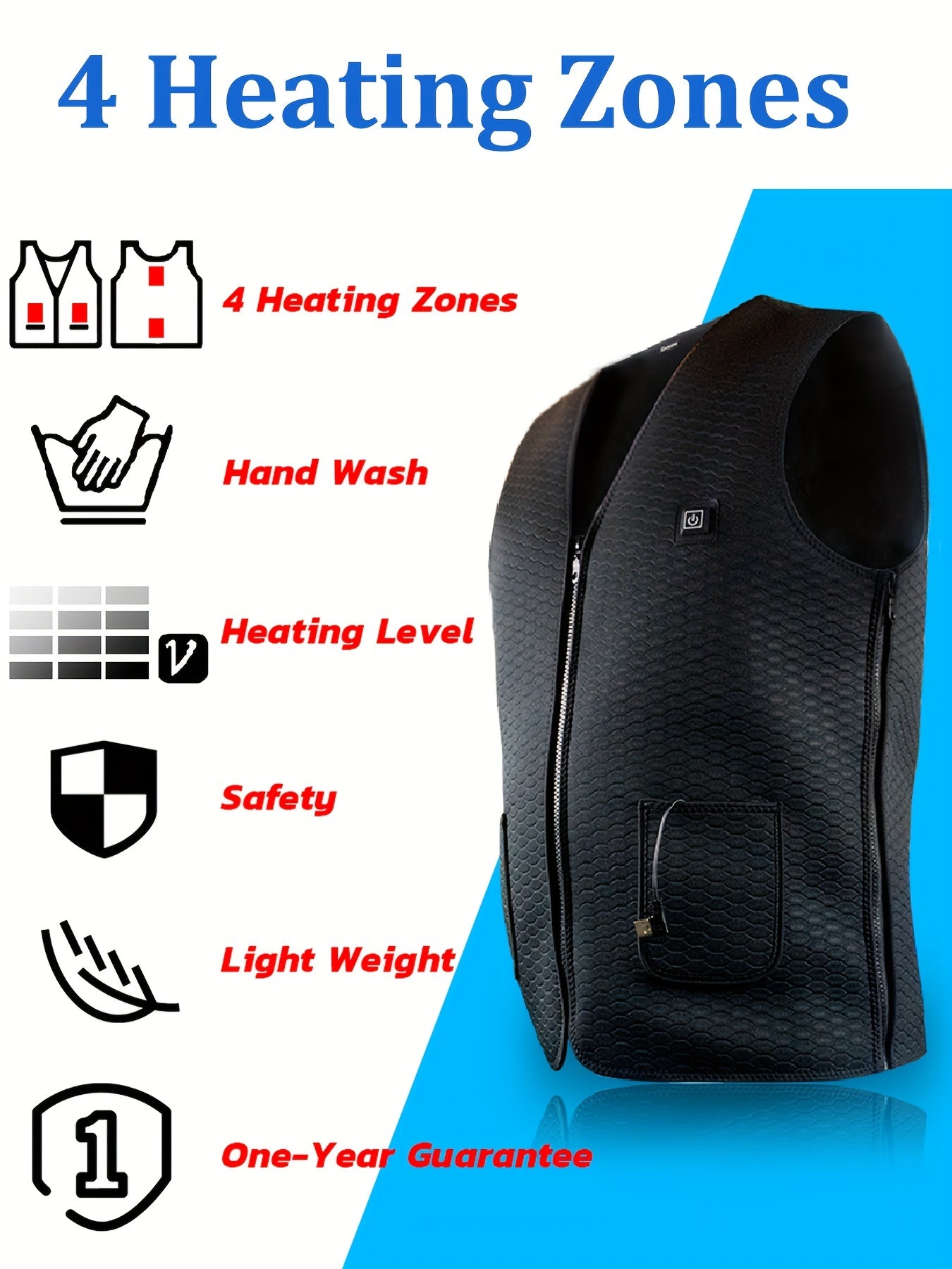 Men's Rechargeable Smart Heating Vest for Winter
