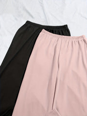 2 Pack Plus Size Basic Loungewear Bottoms Set Women's Plus Comfort Solid
