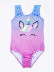 Pony Print Sleeveless Kids Gymnastics Bodysuit