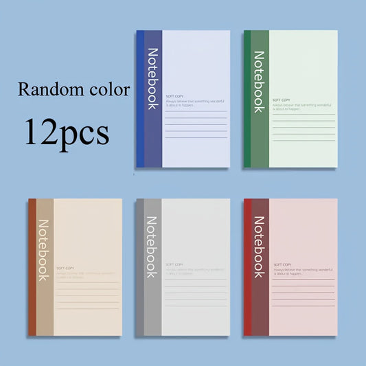 12pcs A5 Notebooks Assorted Colors with Lined Pages for School and Office