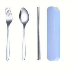3pcs Stainless Steel Outdoor Tableware Set Spoon Fork Chopsticks