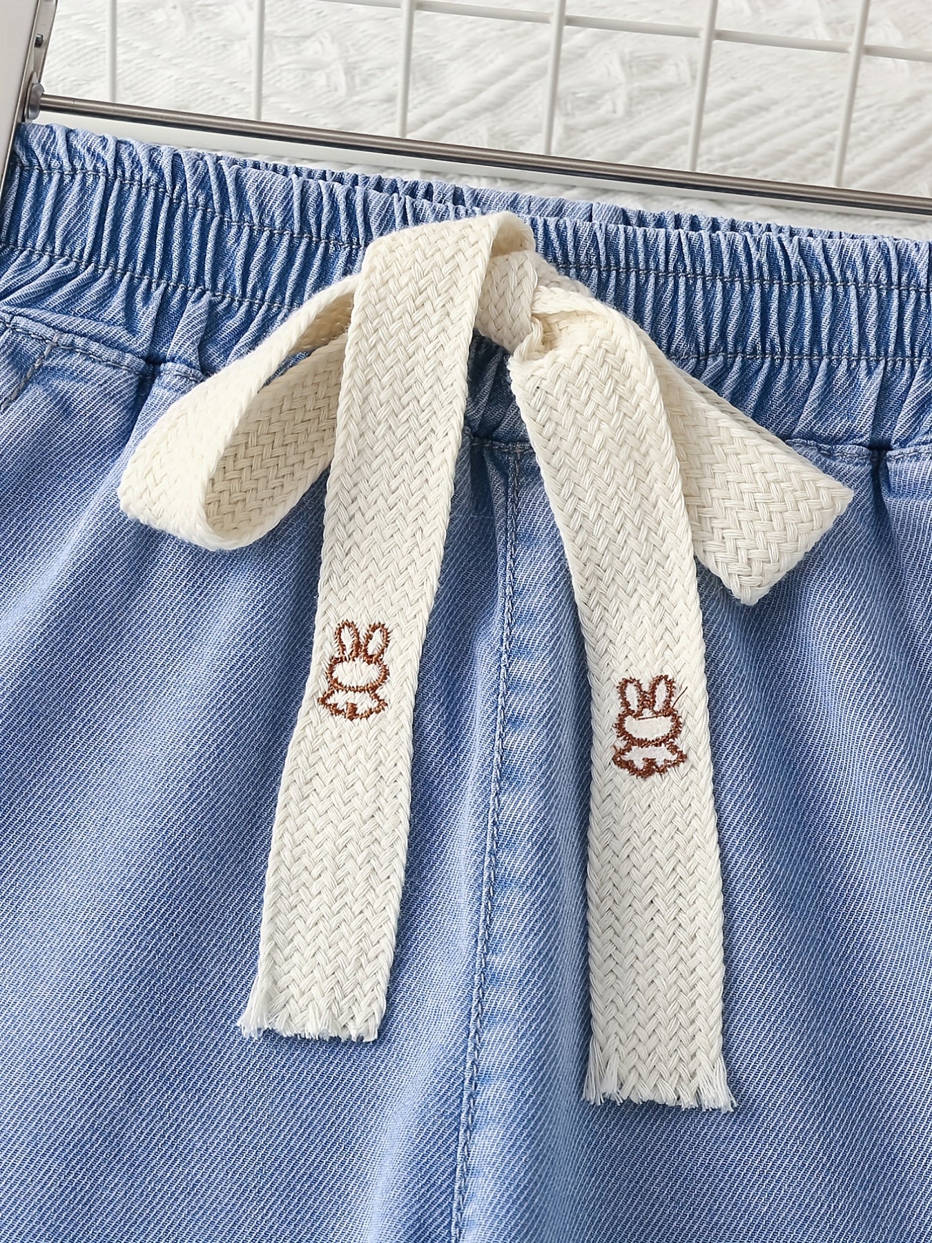 Girls Velvet Wide Leg Jeans with Drawstring Waist