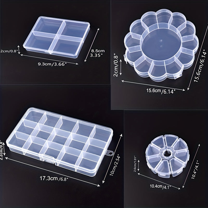 Plastic Storage Box Jewelry Organizer Clear Container Rectangle Flower Shape
