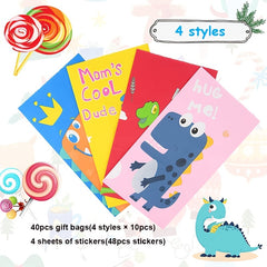 Dinosaur Party Bags with Stickers - Perfect for Party Favors
