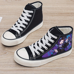 Anime Girl Print Plush Lined Chunky Canvas Sneakers