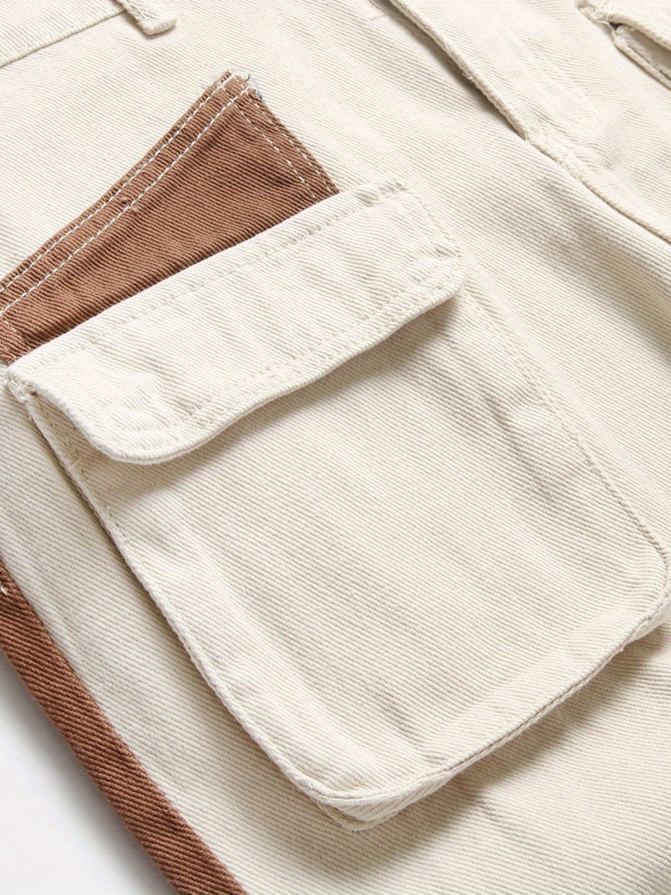 Patchwork Block Jeans Mens Casual Street Style Denim Pants