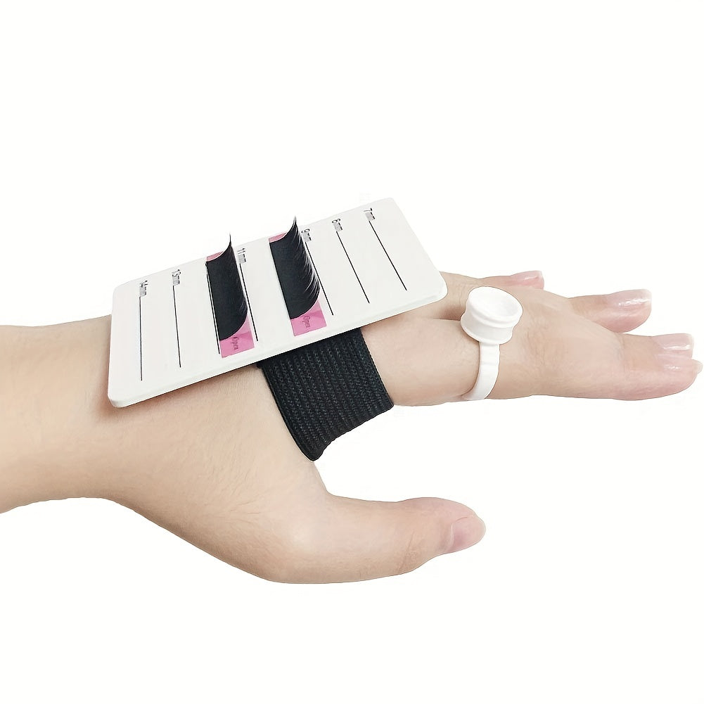 Lash Holder Plate with Adjustable Strap & 10 Glue Rings