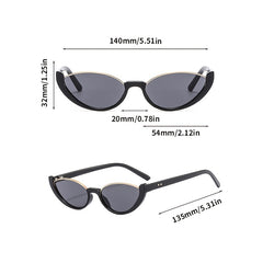 Vintage Half Rimless Oval Sunglasses Women Metal Frame Eyeglasses UV400