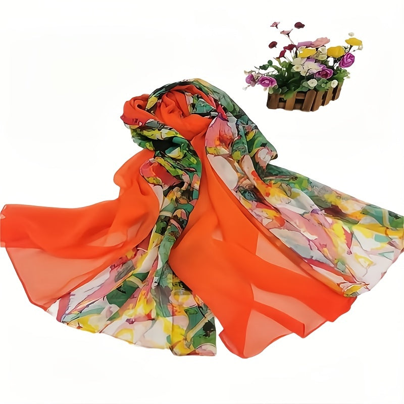 Silk Ladies Sun Protection Shawl Warm Printed Scarf