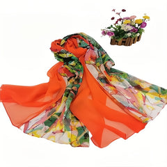 Silk Ladies Sun Protection Shawl Warm Printed Scarf