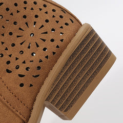 Women's V Cut Chunky Heeled Ankle Boots