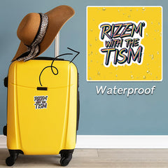 Rizz M' with the Tism Sticker Vibrant Rainbow Text Funny Autism Car Sticker