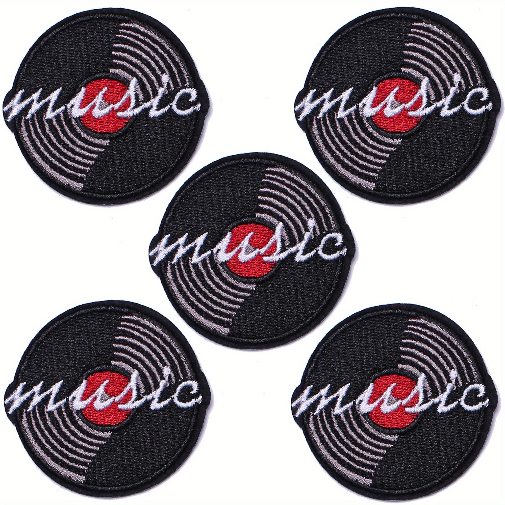 J CARP 5pcs Music Patches For Clothing Jackets Hats Men's Embroidery Iron On