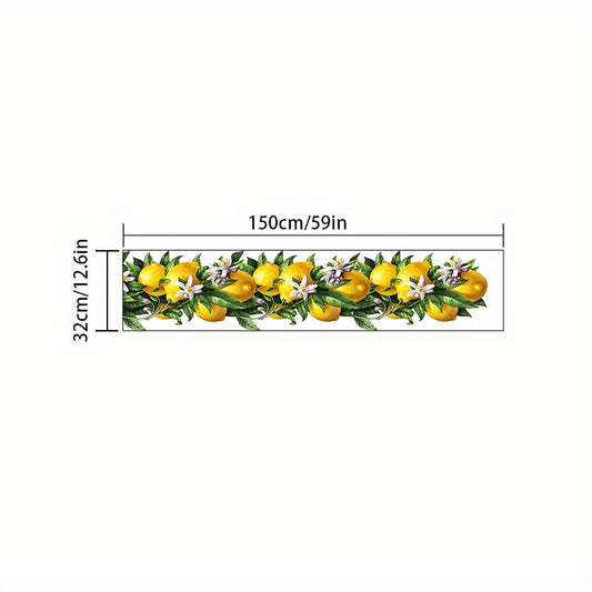 Summer Lemon Pattern Table Runner Farmhouse Linen for Party Wedding