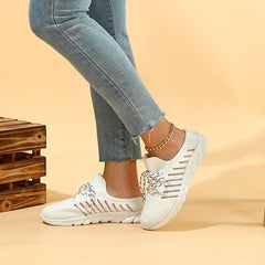 Women's Knitted Sneakers Breathable Lace Up Flat Shoes