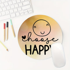 Happy Round Mouse Pad Non Slip Rubber Base Small Size 7.87 X 7.87 X 0.1 Inch