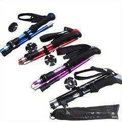 Aluminum Alloy Telescopic Climbing Stick Folding Handle 3 Layers Paint