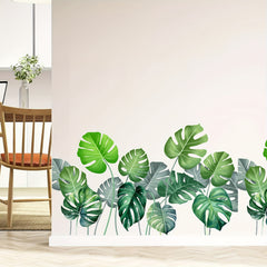 2pcs Green Tropical Plants Wall Stickers For Living Room