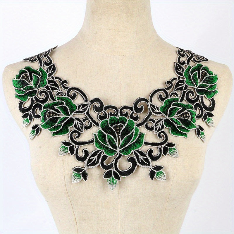 Green Lace Collar Embroidery Dress Applique DIY Neckline Costume D