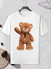 Men's Bear Print Tee Active Stretch Breathable T-shirt